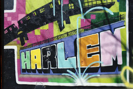 A vibrant soundwave graphic blending Harlem, Kingston, and Addis Ababa cityscapes.