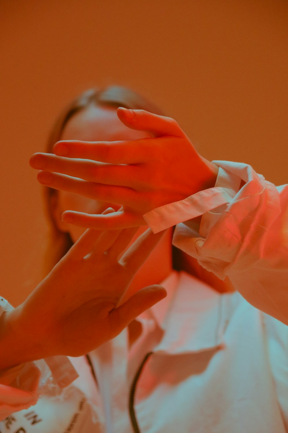 woman in white dress shirt