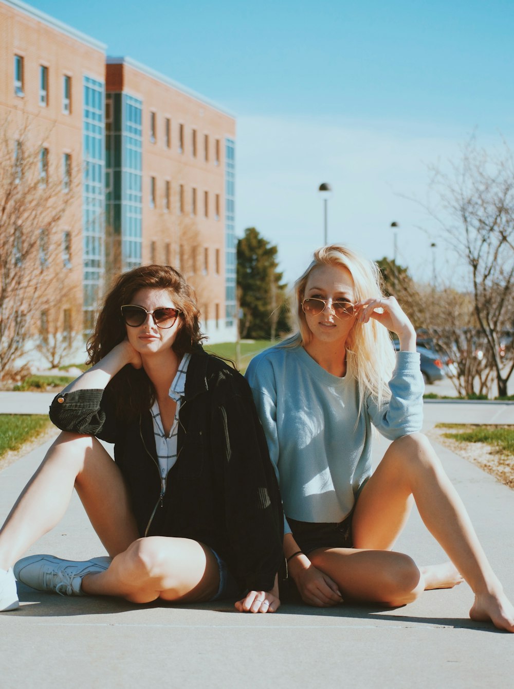 woman wearing blue sweater