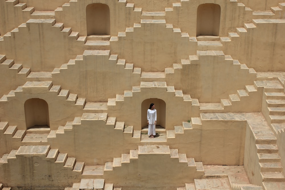 woman on building