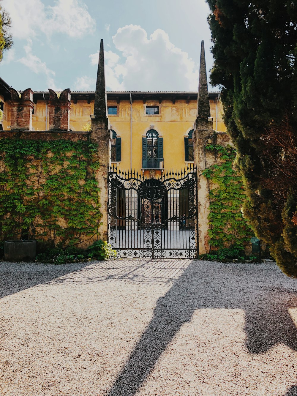 closed black metal gates