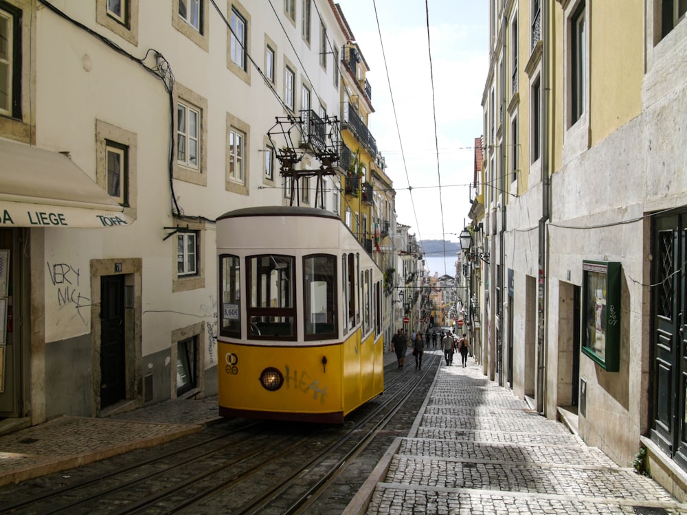 white and yellow train