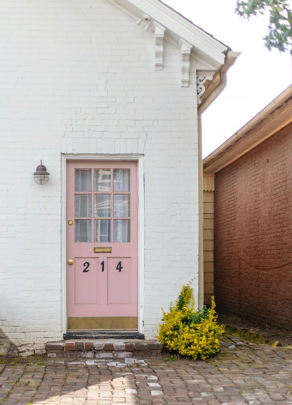 building with closed door