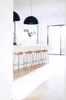 empty brown bar chairs