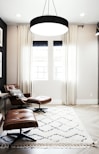 round white and black pendant lamp