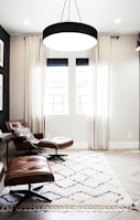round white and black pendant lamp