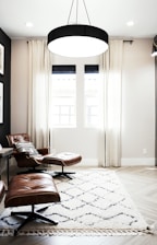round white and black pendant lamp