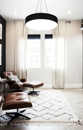 round white and black pendant lamp