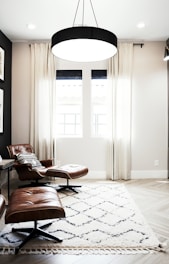 round white and black pendant lamp