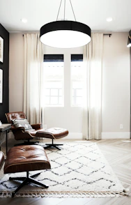 round white and black pendant lamp