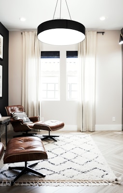 round white and black pendant lamp