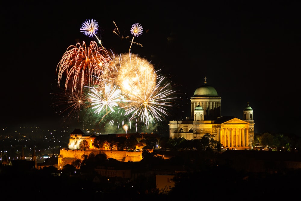 fireworks above dome building