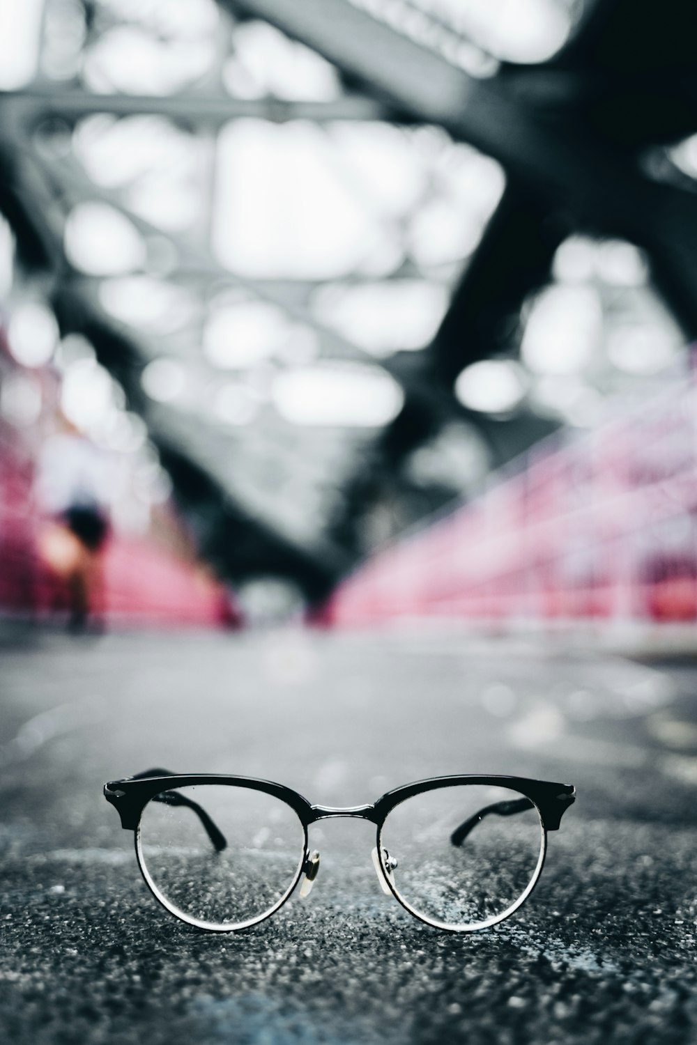 black-framed eyeglasses