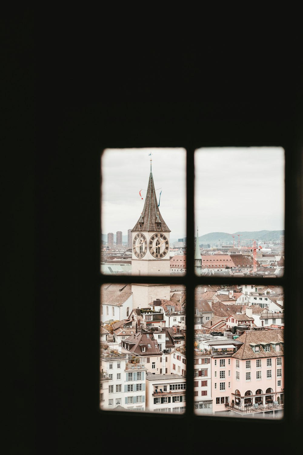 white tower clock