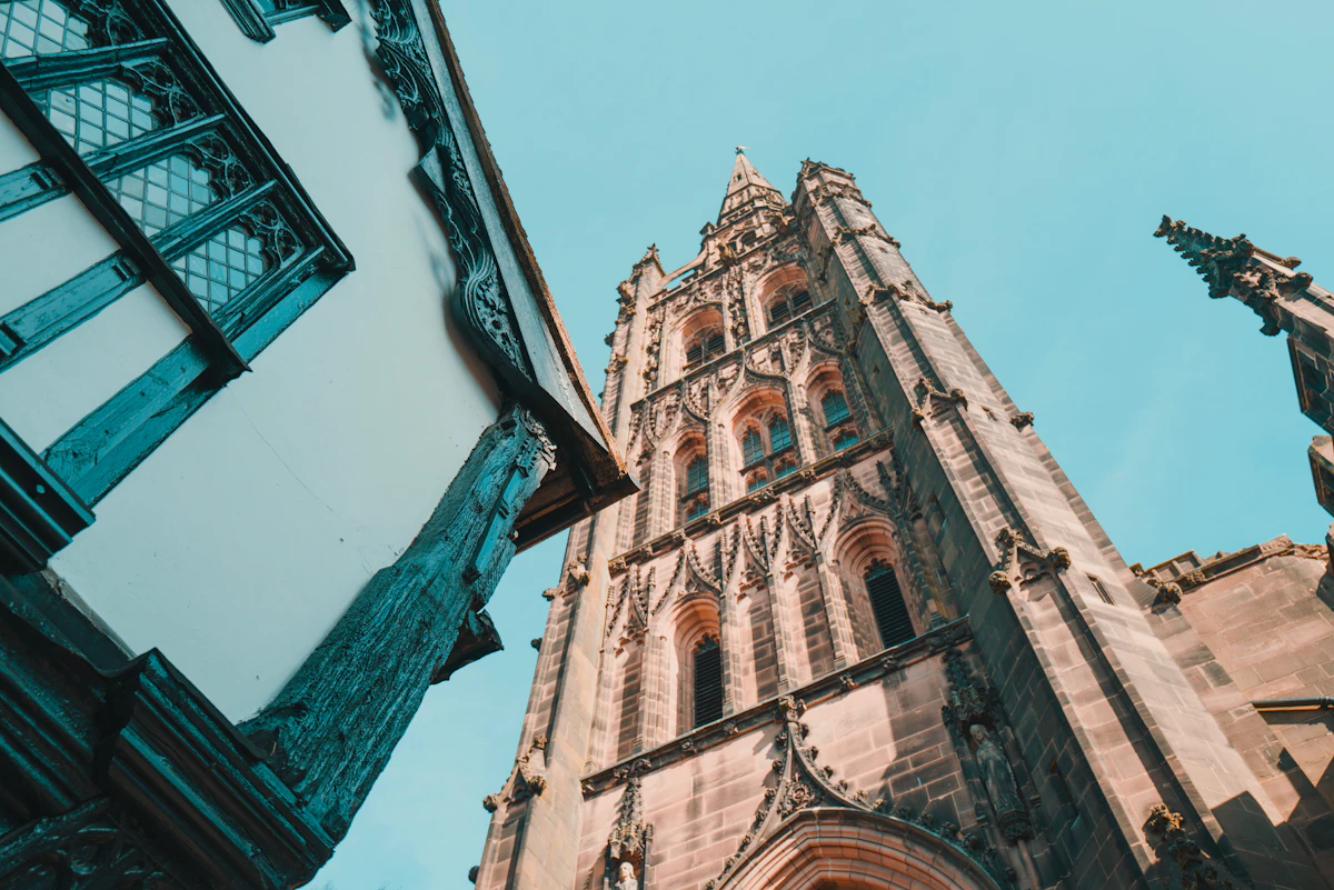 Historic building and the old Coventry Cathedral tower