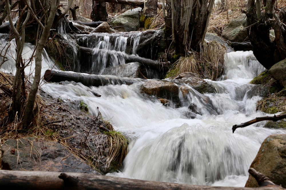 time lapse photography of flowing water