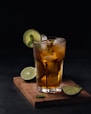 clear drinking glass with tea