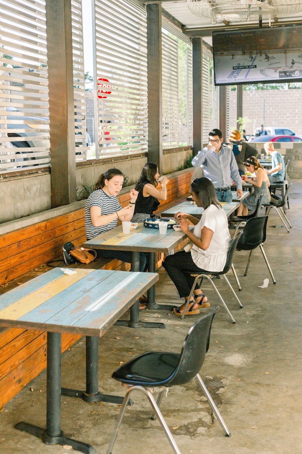 people eating on table