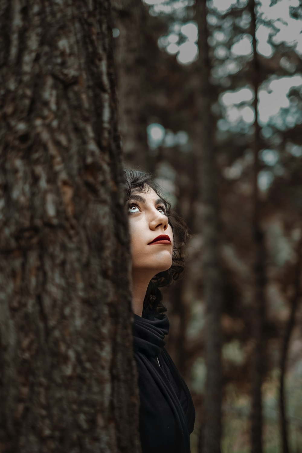 person standing near tree