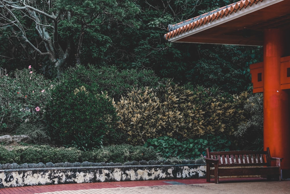 bench beside temple