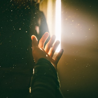 hand reaching out to the light 