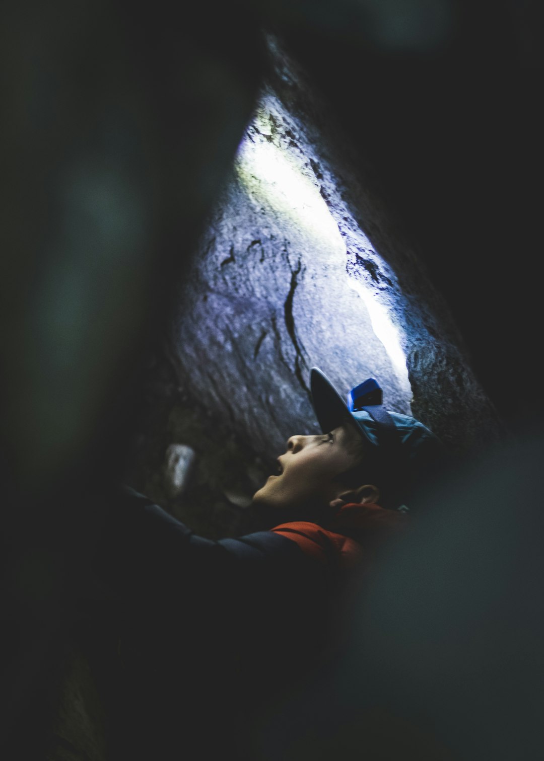 woman inside cave