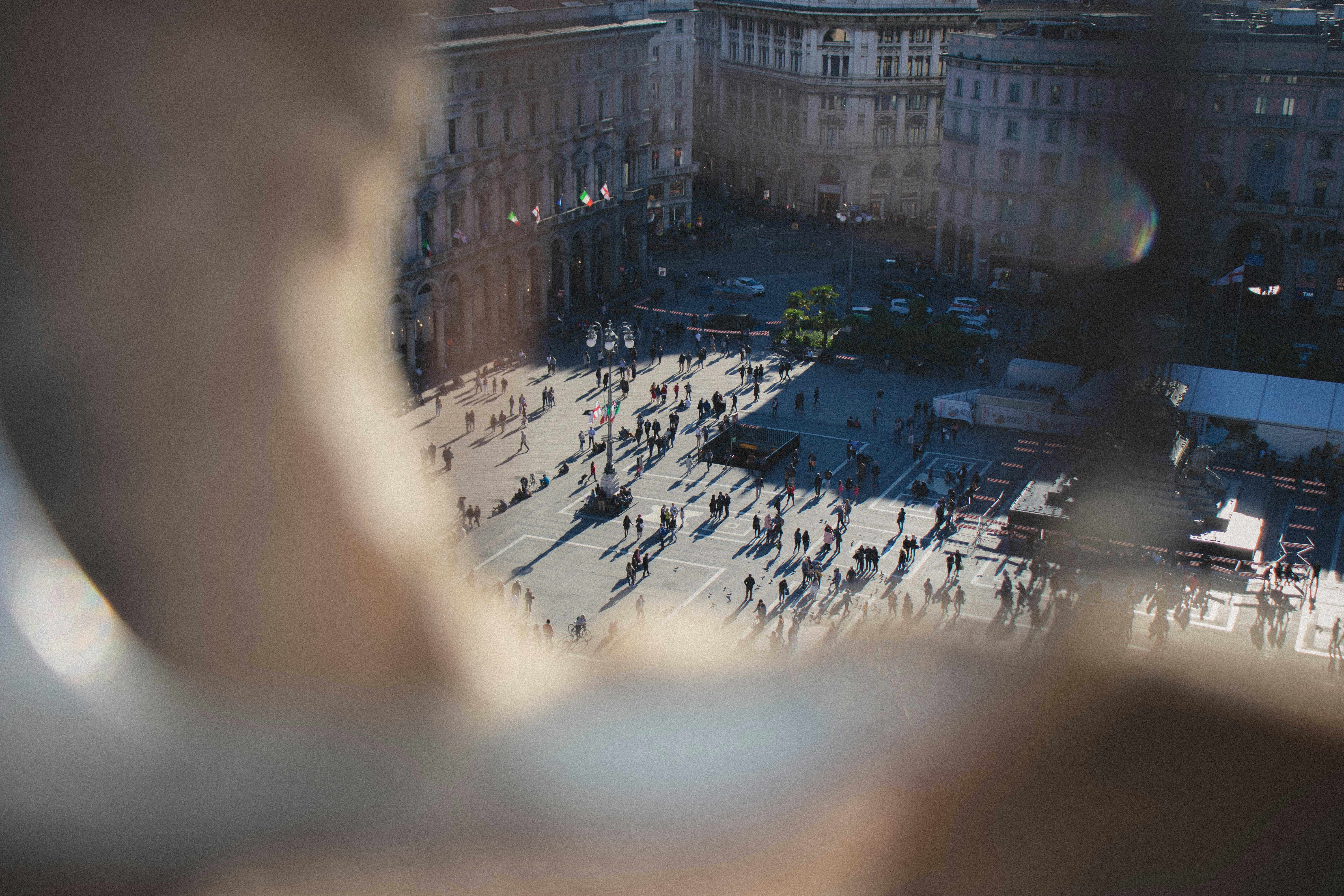 people near building