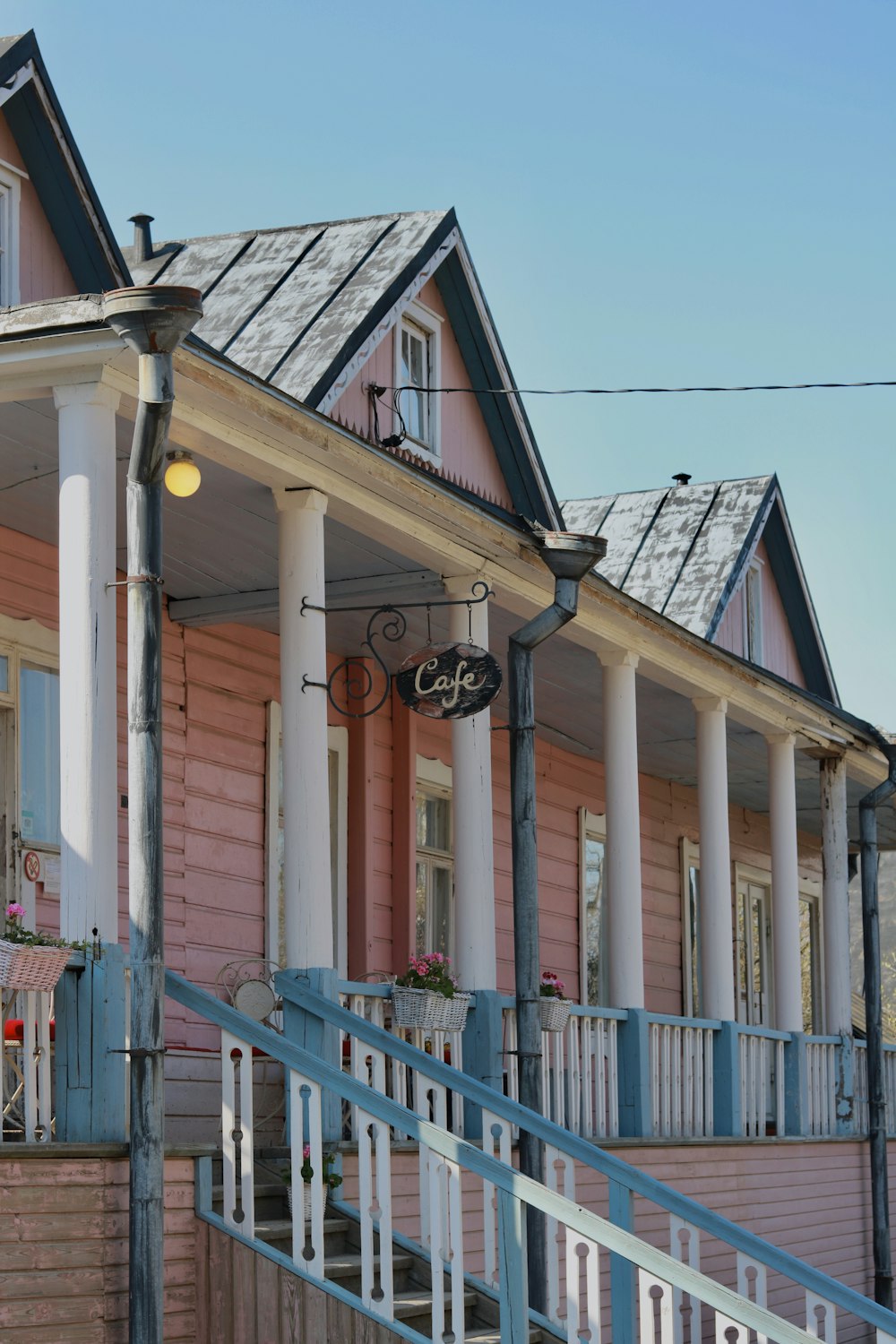 brown and pink wooden house