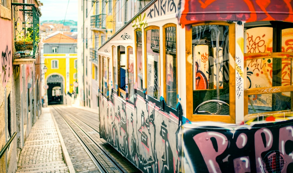 tram between houses