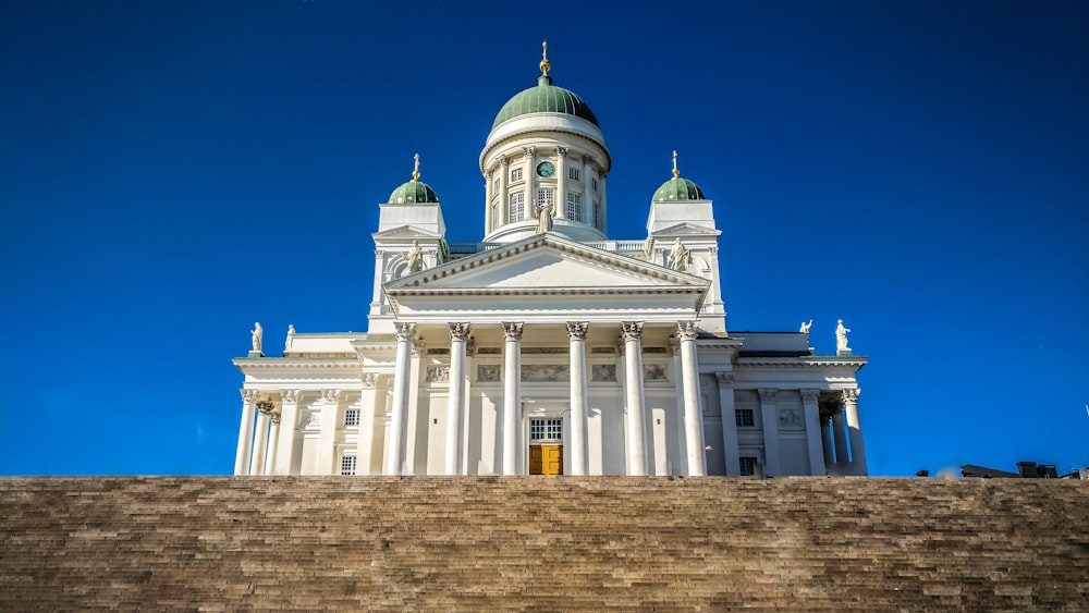 white and blue dome building