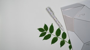 Close-up of hands writing strategic notes on a minimalist white and gold notebook