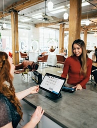 two women near tables