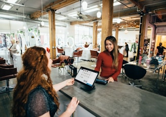 two women near tables