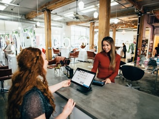 two women near tables