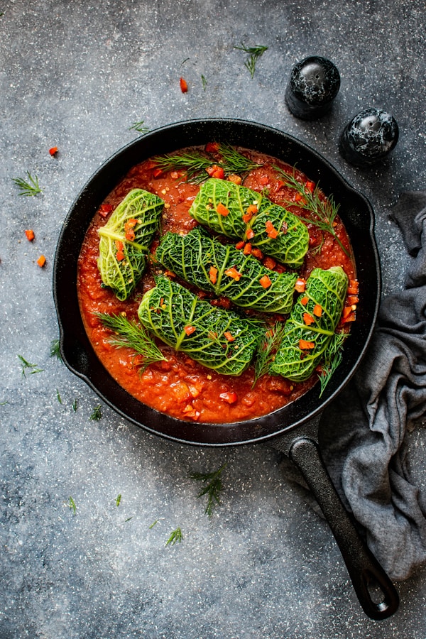 Cooked food in frying pan