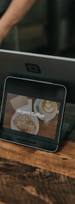 close-up photo of flat screen monitor turned and displaying cooked food