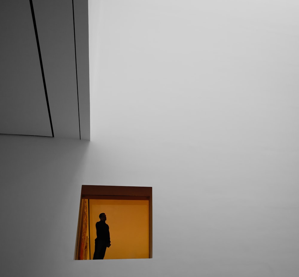 silhouette of man on window
