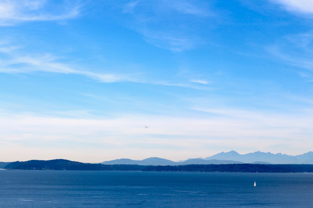 calm blue sea and white clouds