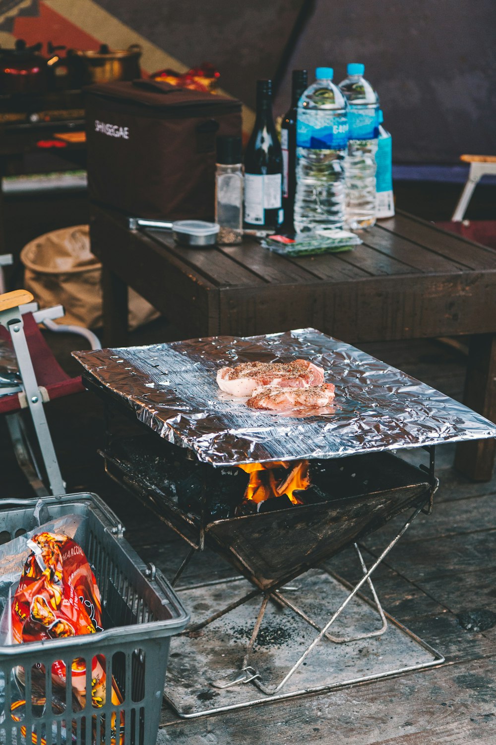 shallow focus photo of meat grilling