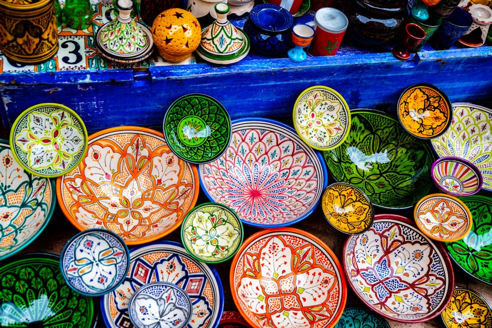 multicolored bowl lot