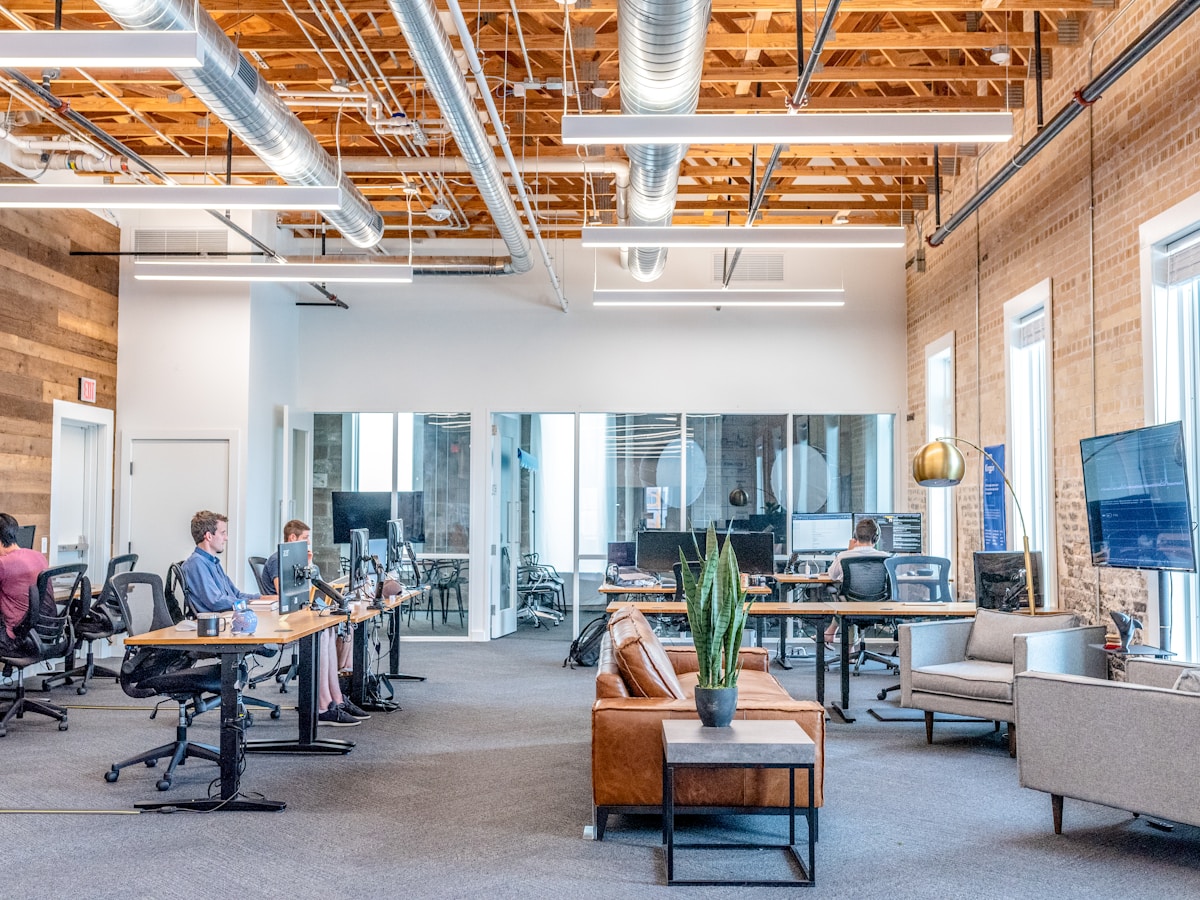 Business startup costs: Office space with employees working