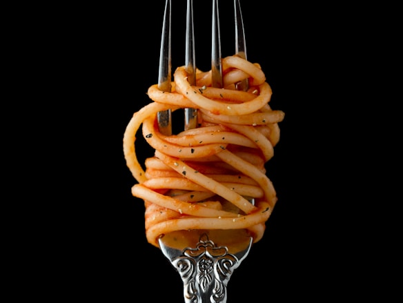 fork with spaghetti