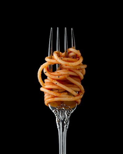 fork with spaghetti, corfu food
