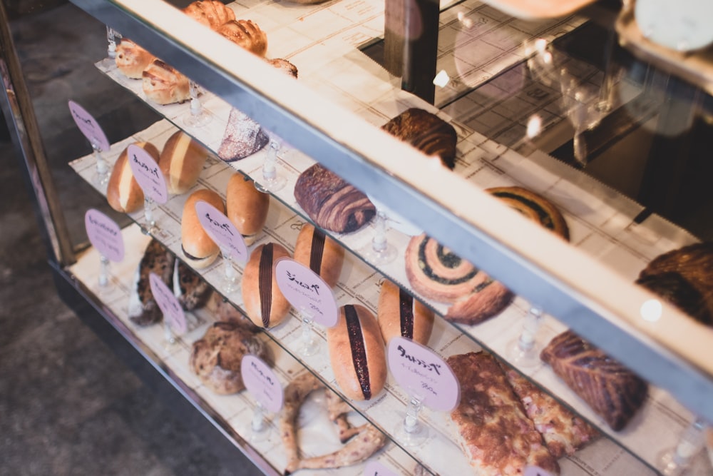 assorted pastries on display