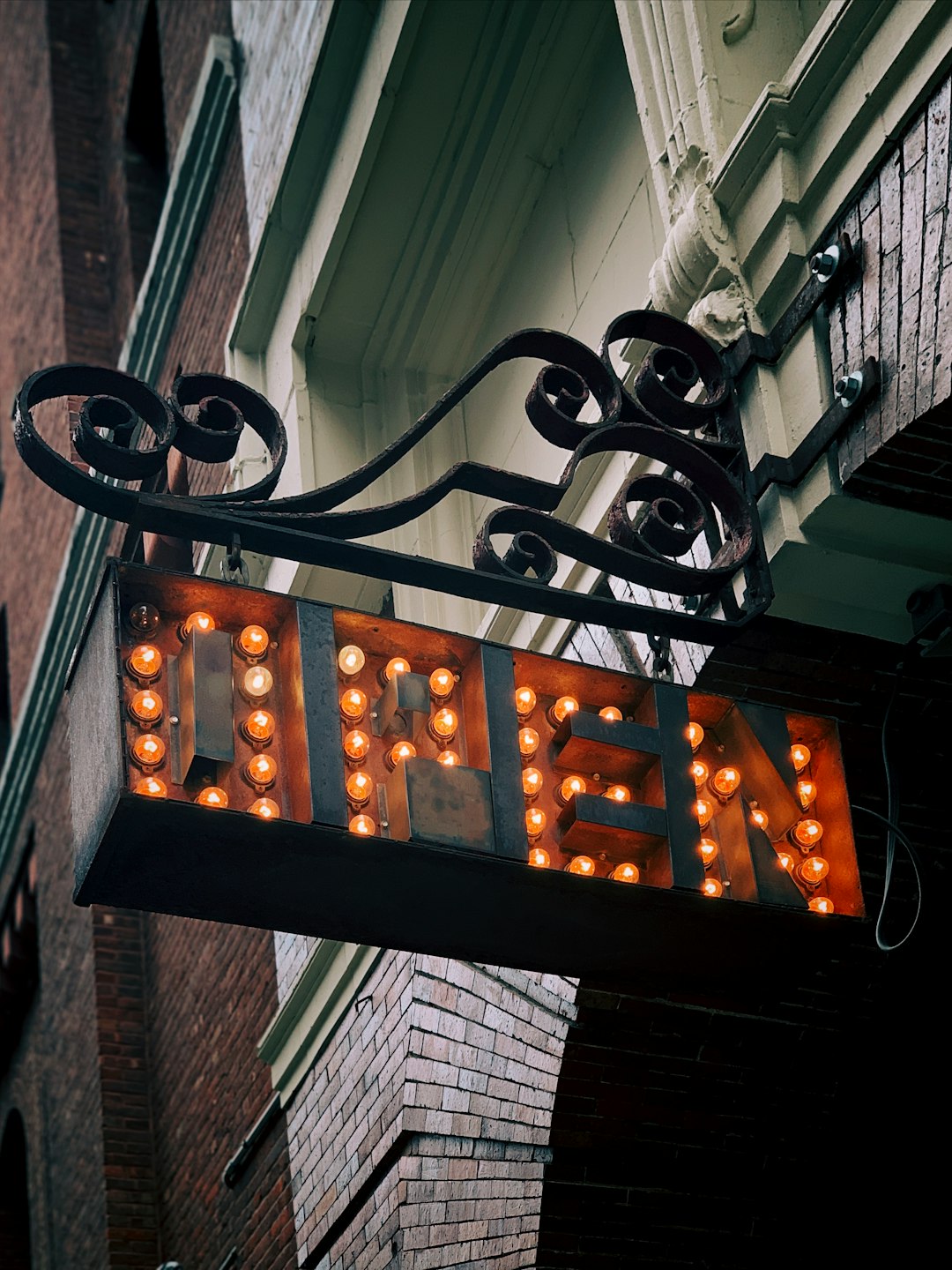 black lighted open signage