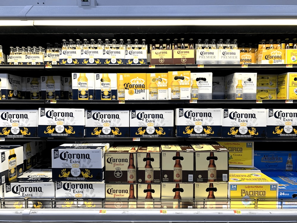 Corona beer bottle on store shelf