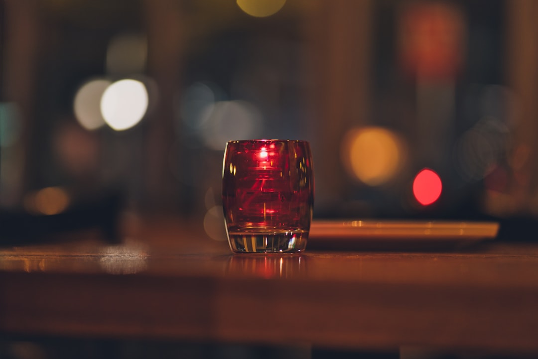 red tinted drinking glass