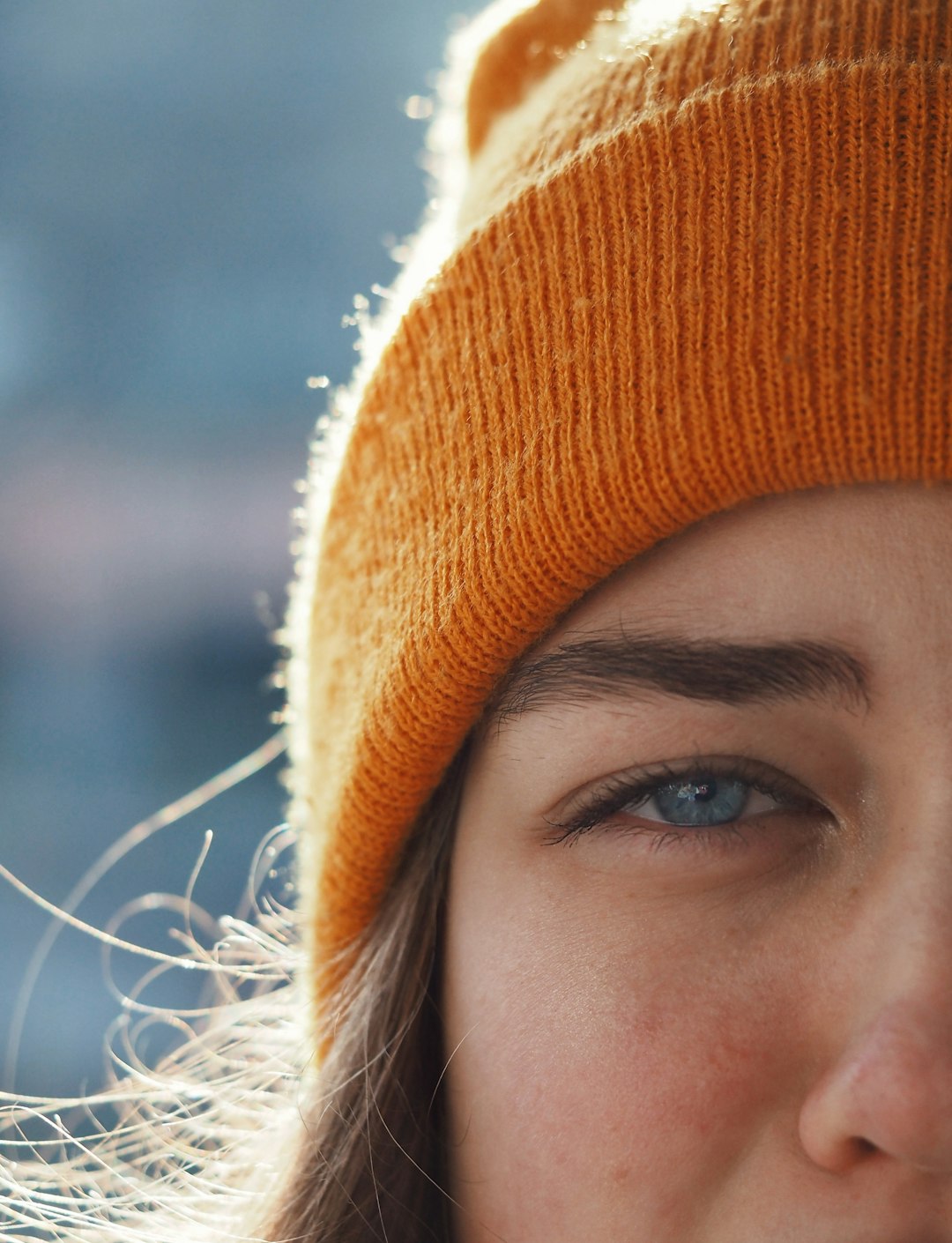 women's orange knit cap