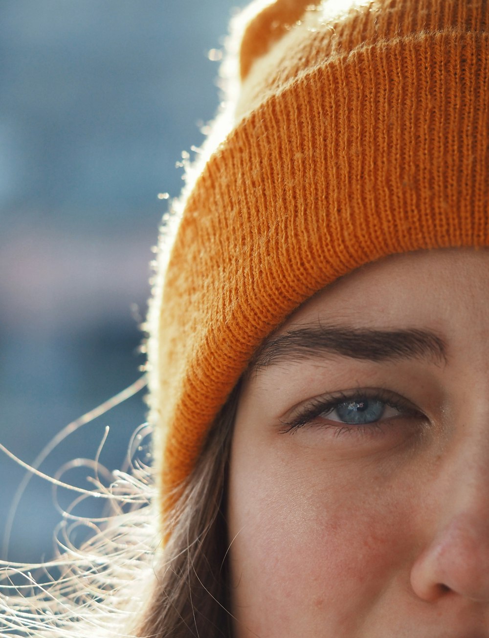 women's orange knit cap