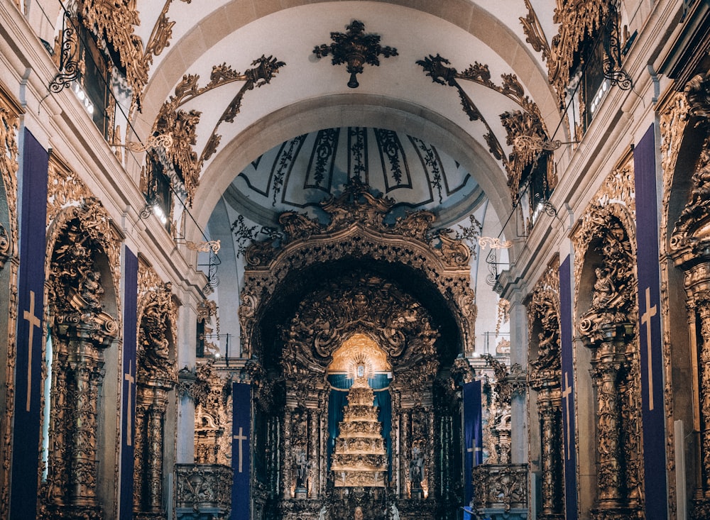 brown, white, and gray church interior